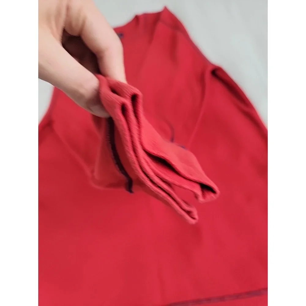 Polo Ralph Lauren Thermal Shirt Mens Medium Red Waffle Knit Elbow Patch Flag